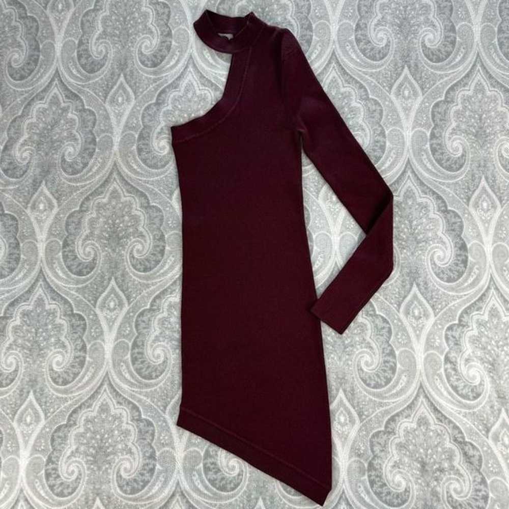 h:ours Alastair Asym Knit Mini Dress in Burgundy - image 2