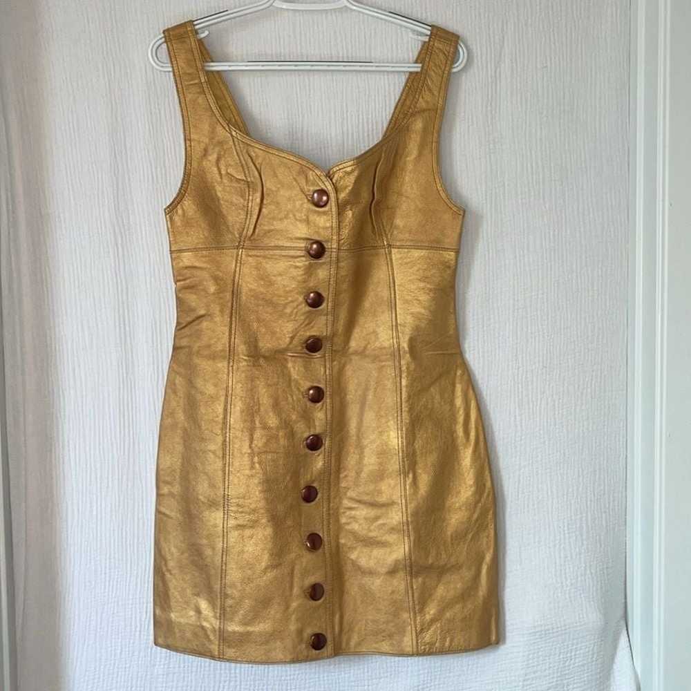 Free People Goldie Cow Leather Mini Dress 8 - image 2