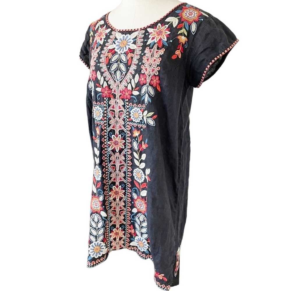 Johnny Was Linen Floral Embroidered Dress Size XS… - image 11