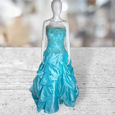 Jovani Blue Strapless Ball Gown