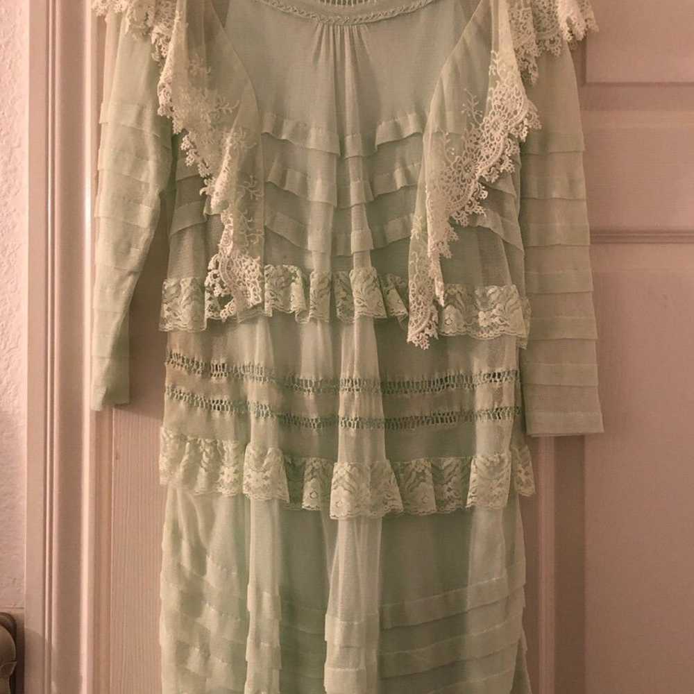 Korovilas Augustine Mint Green Lace Dress Size Me… - image 1