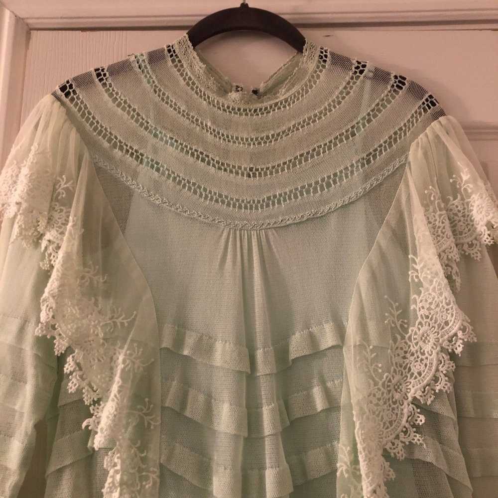 Korovilas Augustine Mint Green Lace Dress Size Me… - image 2