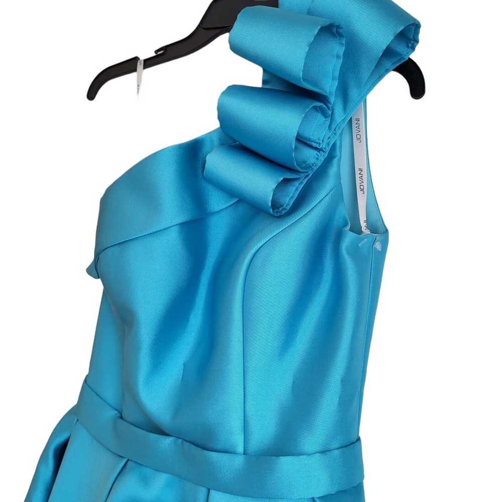 $790 Jovani Women's Blue One-Shoulder Ruffle Body… - image 3