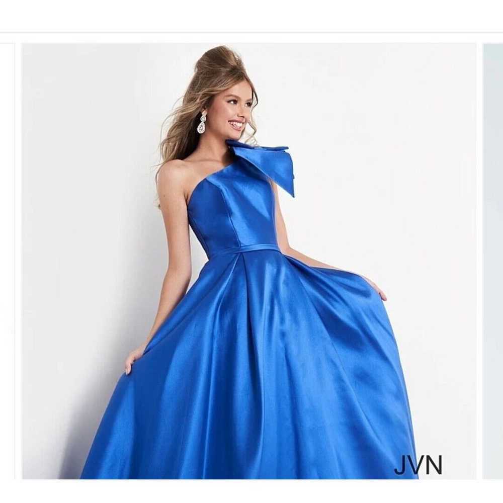 $790 Jovani Women's Blue One-Shoulder Ruffle Body… - image 5