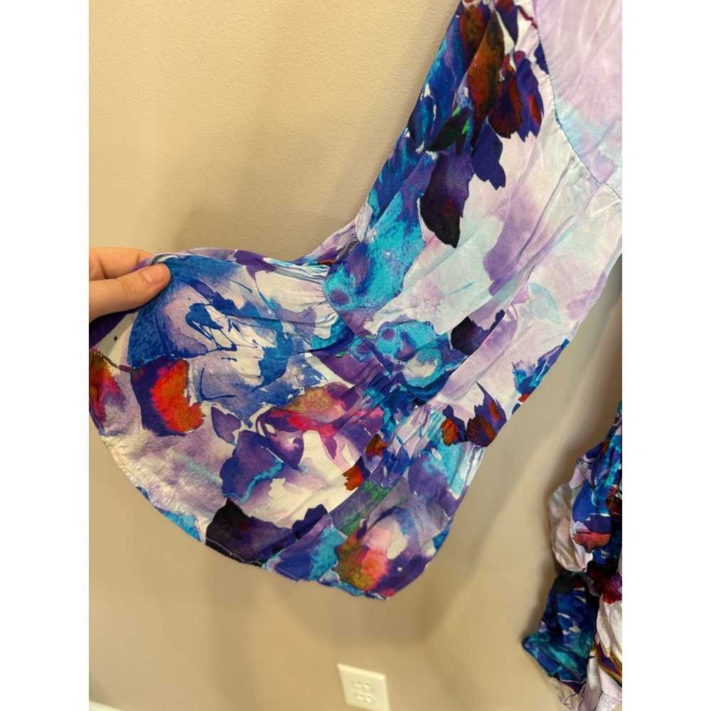 Shahida Parides Floral Print Silk Blouson Sleeve … - image 8