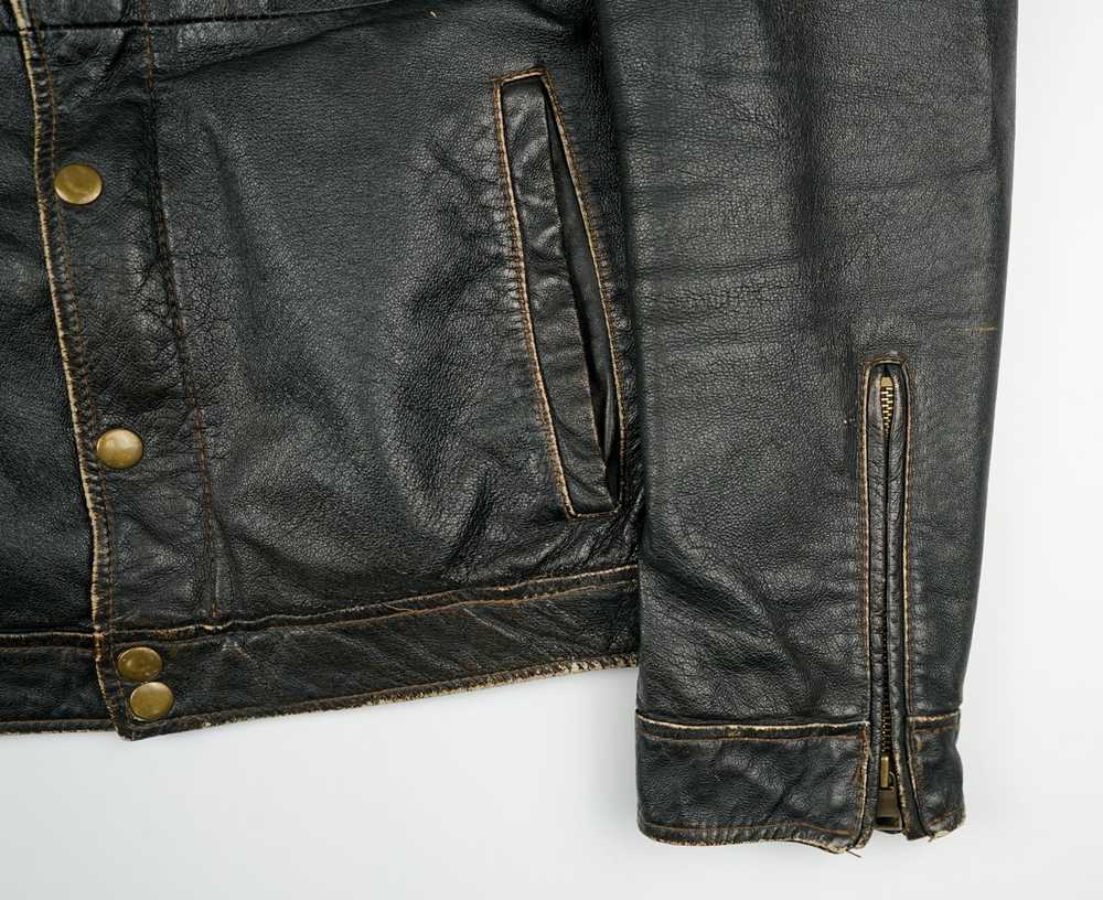 Alpha Industries × Leather Jacket × Vintage 90s A… - image 4