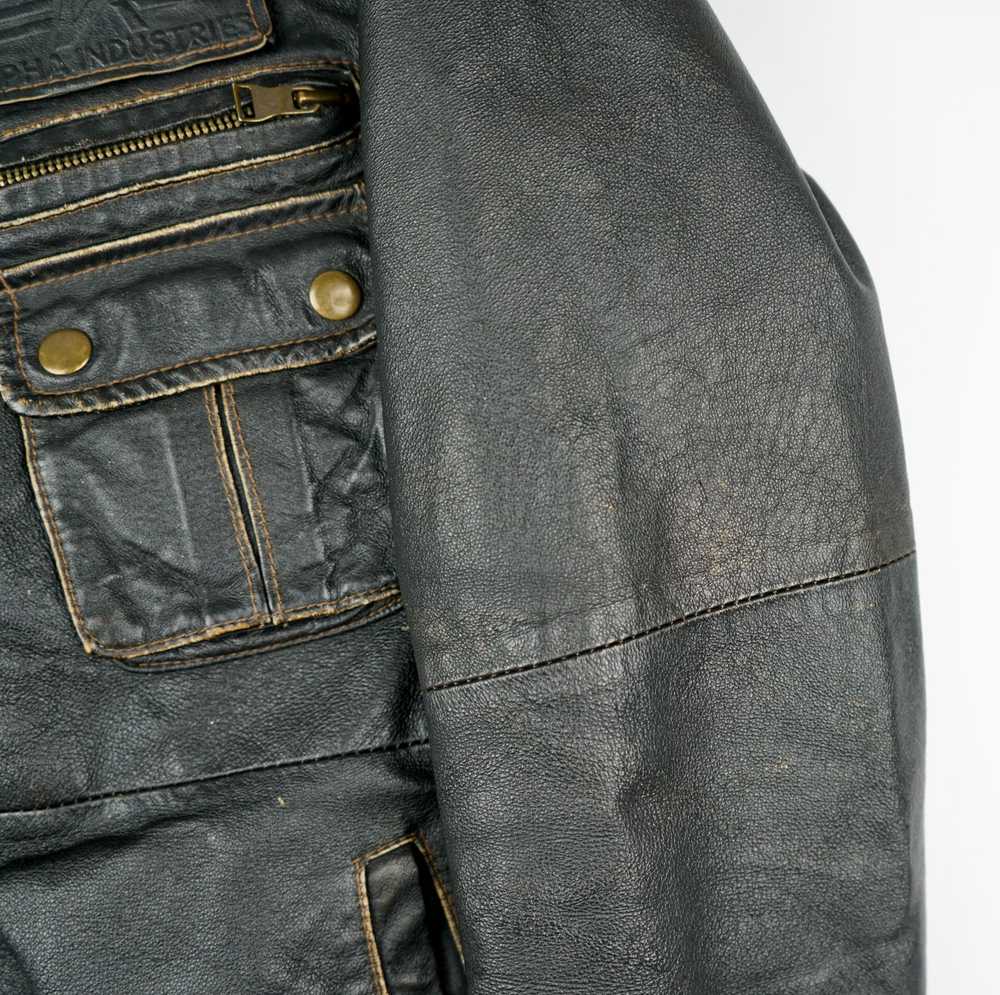 Alpha Industries × Leather Jacket × Vintage 90s A… - image 6