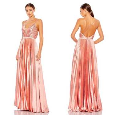 Mac Duggal Plunge Neck Pleated Rose Gold Criss Cr… - image 1