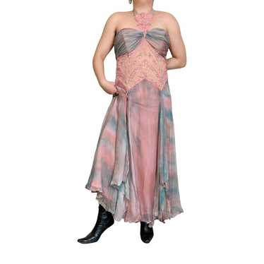 Vintage Mermaid Silk Maxi Prom Dress