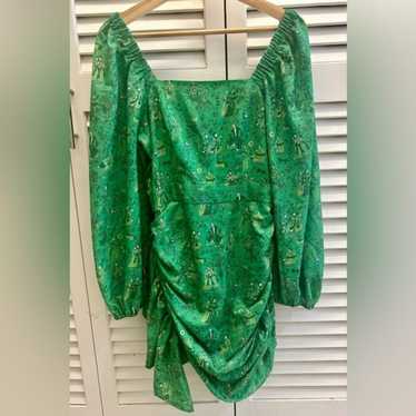 Rhode Mina Puff sleeve Mini Dress in Romance Green