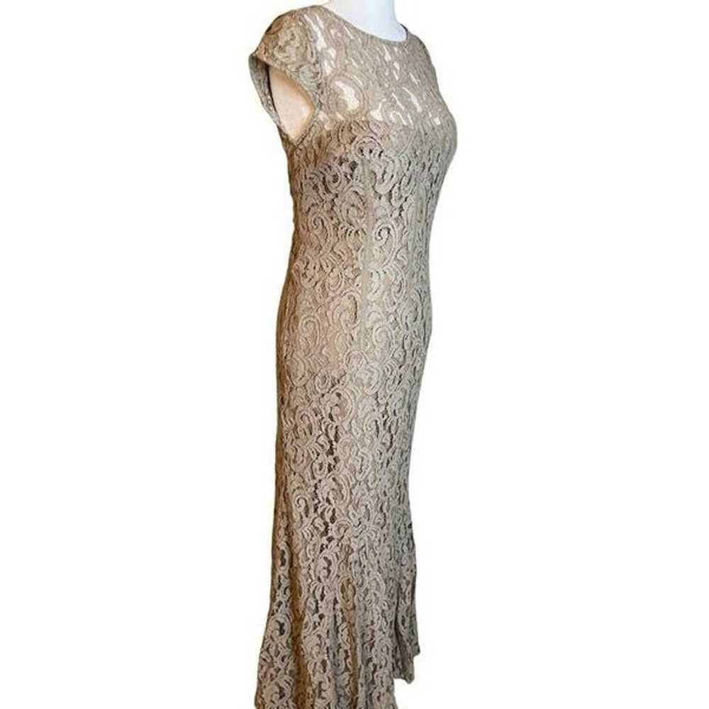 ML Monique Lhuillier Lace Cut out Back Gown in Go… - image 5