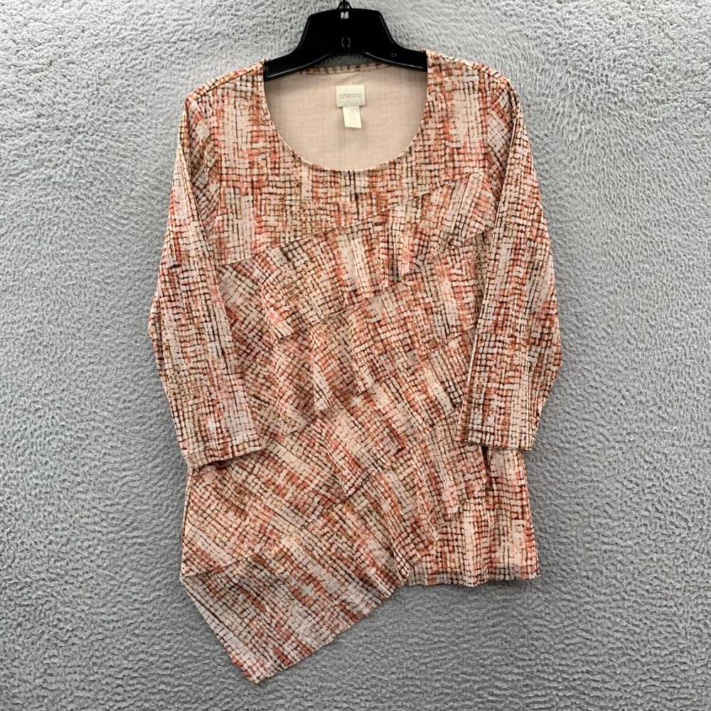 Vintage CHICOS Blouse Womens Size 0 Small Top 3/4… - image 1