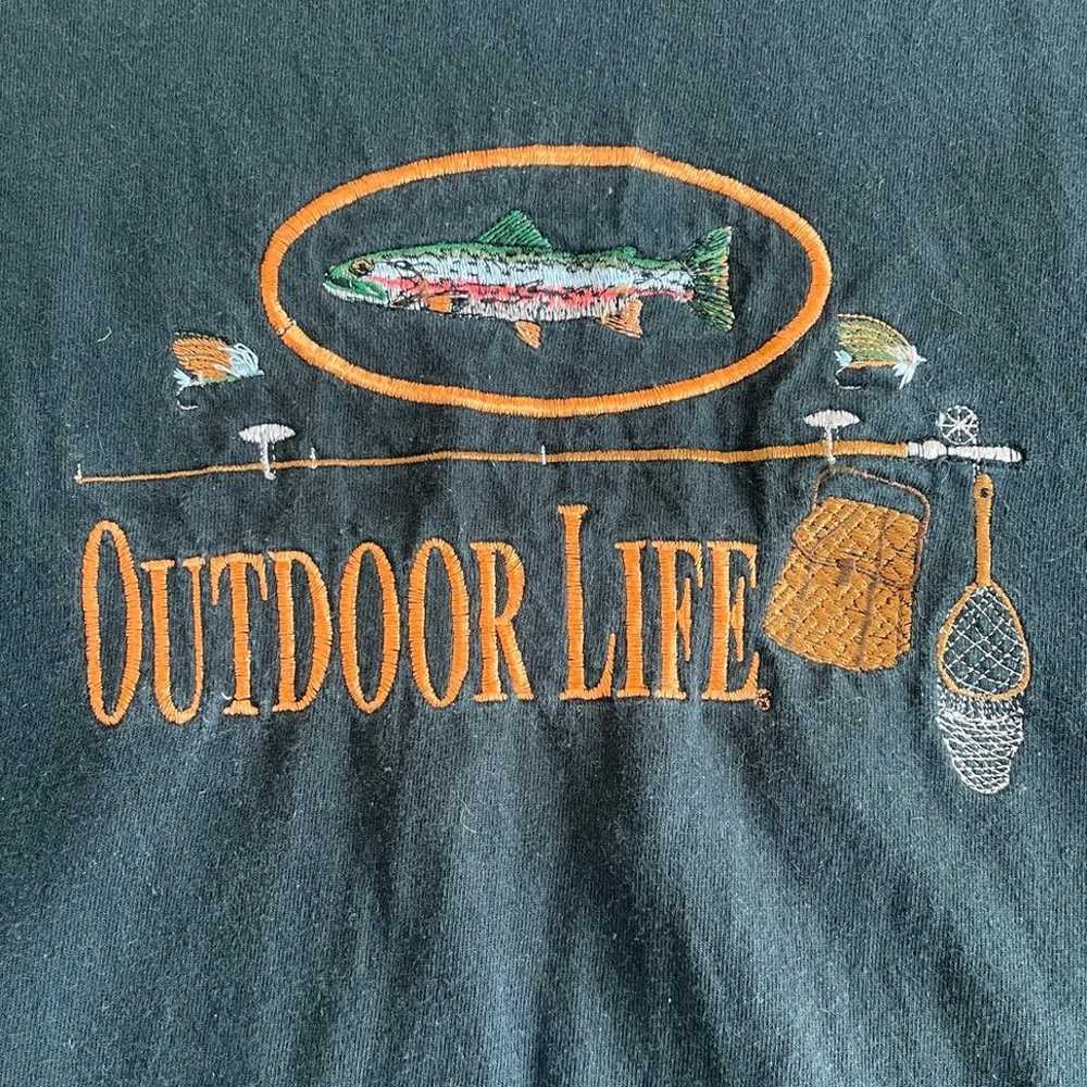 Vintage Embroidered Outdoor Life Fishing Short Sl… - image 2