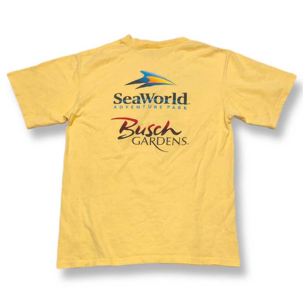 Vintage SeaWorld Graphic T Shirt Yellow Busch Gar… - image 2