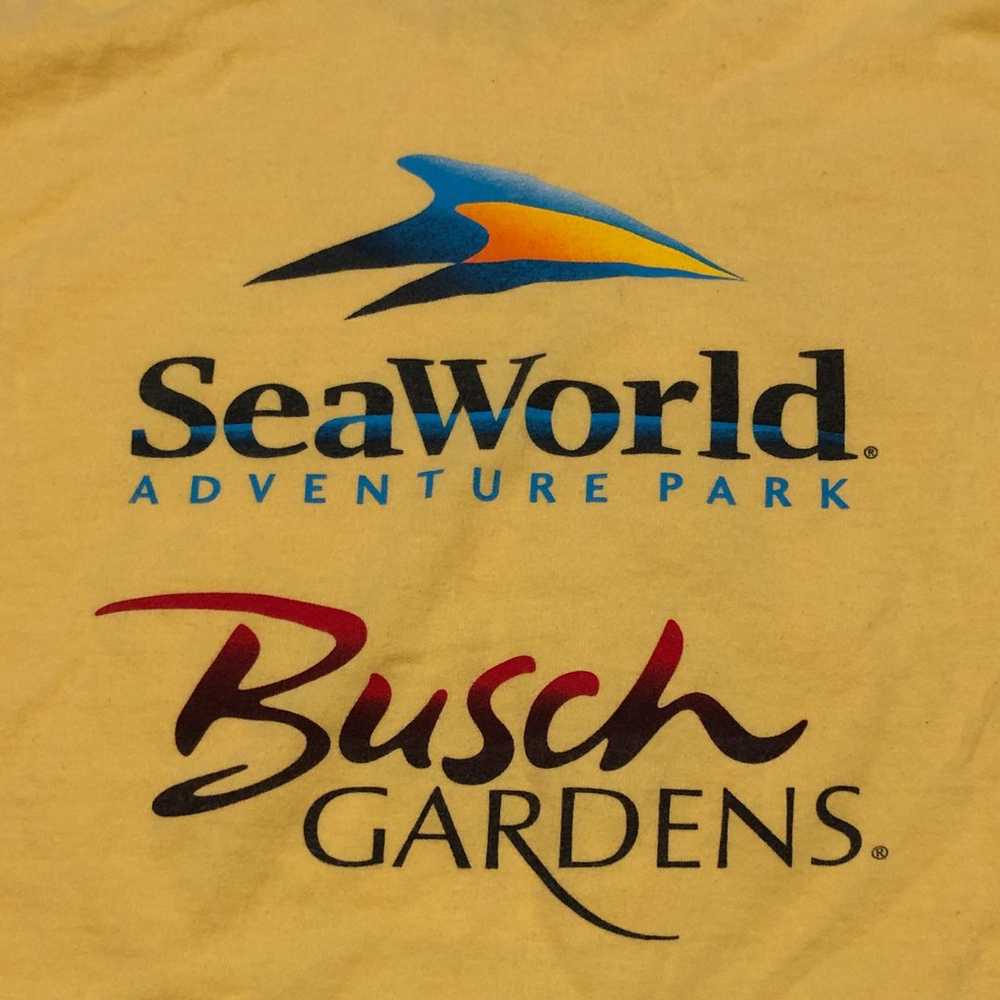 Vintage SeaWorld Graphic T Shirt Yellow Busch Gar… - image 5