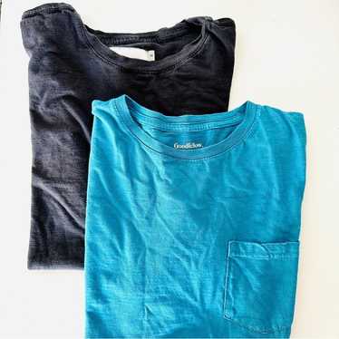 S/2 MENS GOODFELLOW & CO Black Blue Pocket Cotton… - image 1