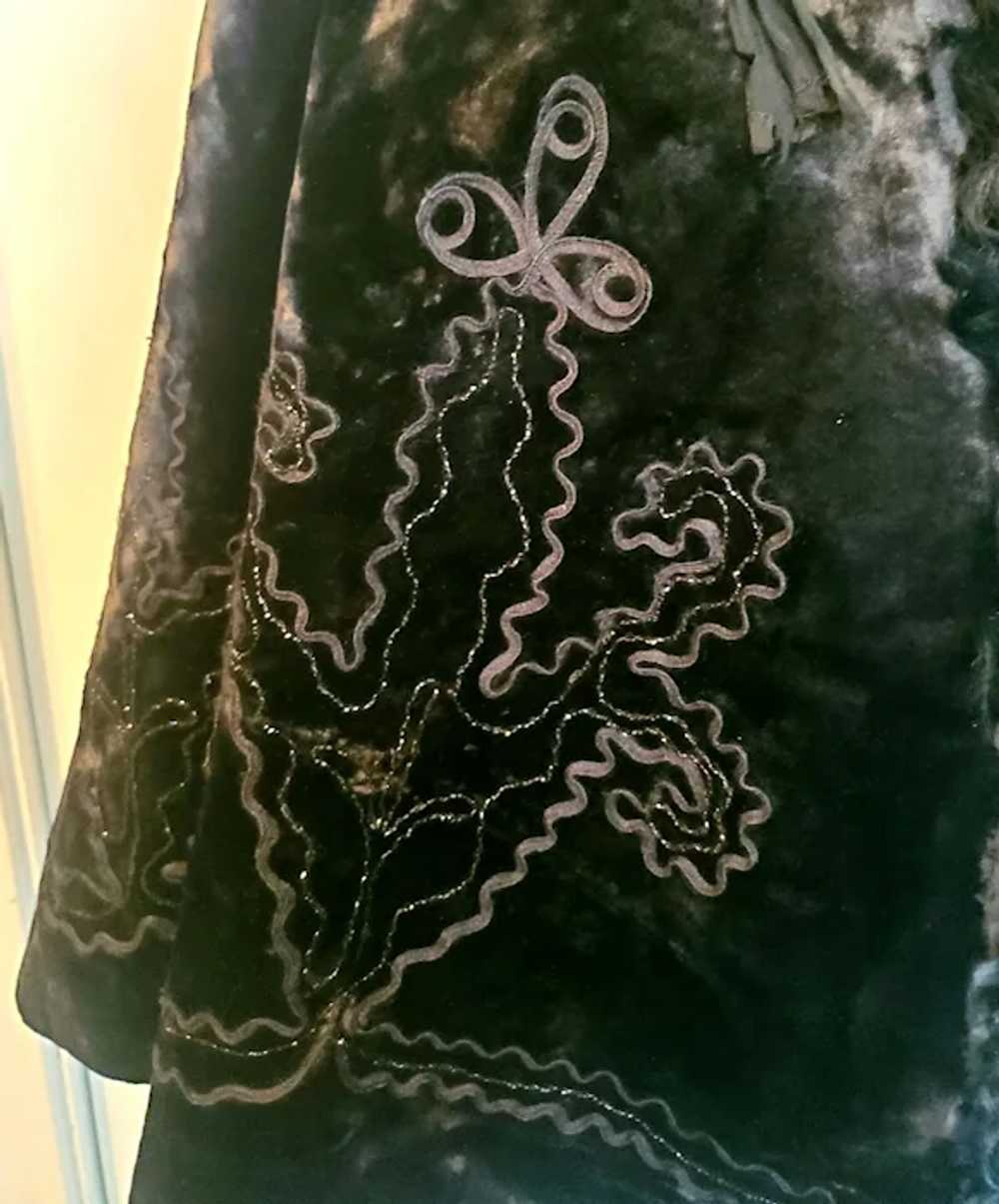 Antique Victorian/Edwardian Black Beaded Velvet F… - image 3