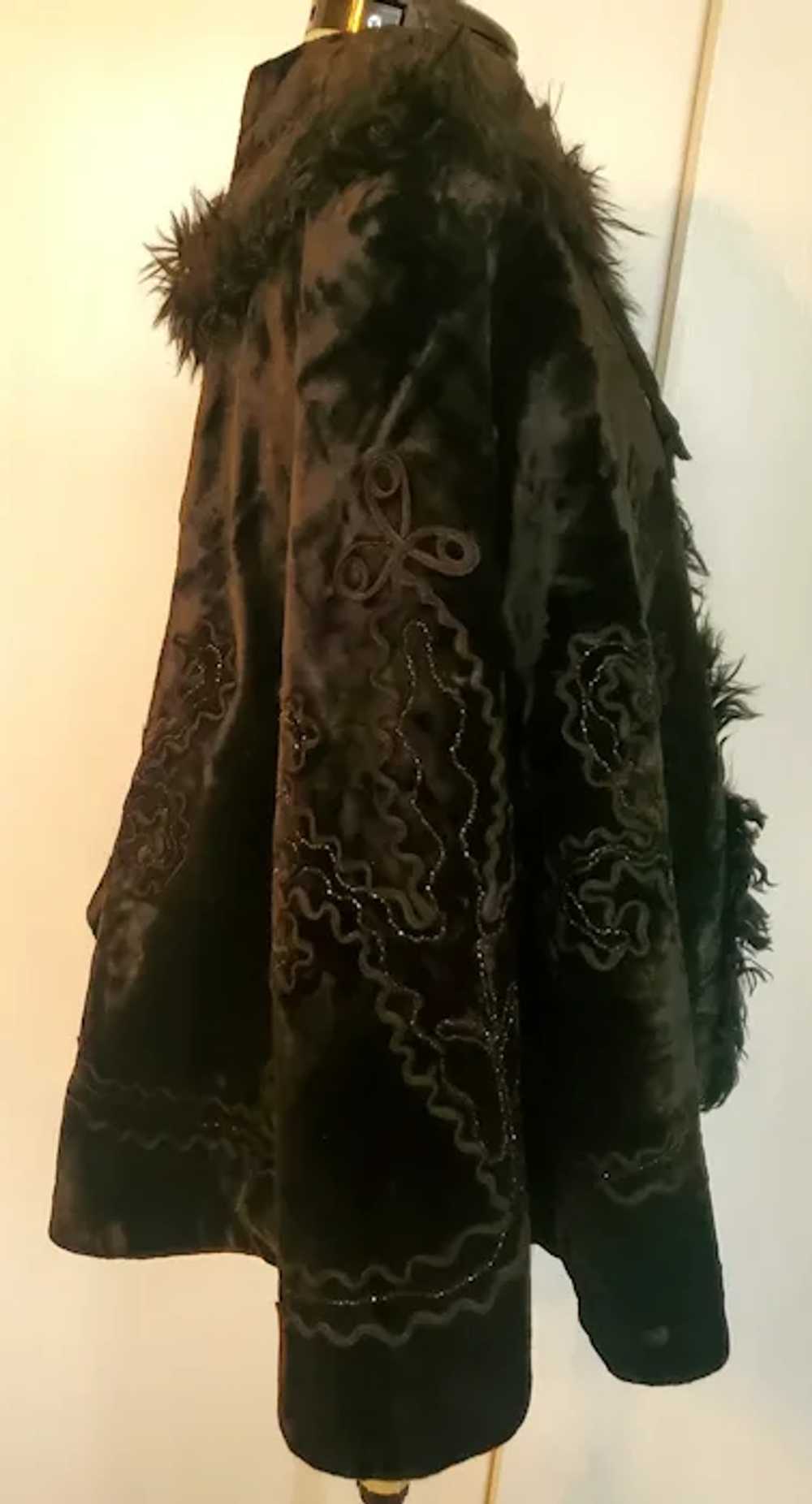 Antique Victorian/Edwardian Black Beaded Velvet F… - image 6