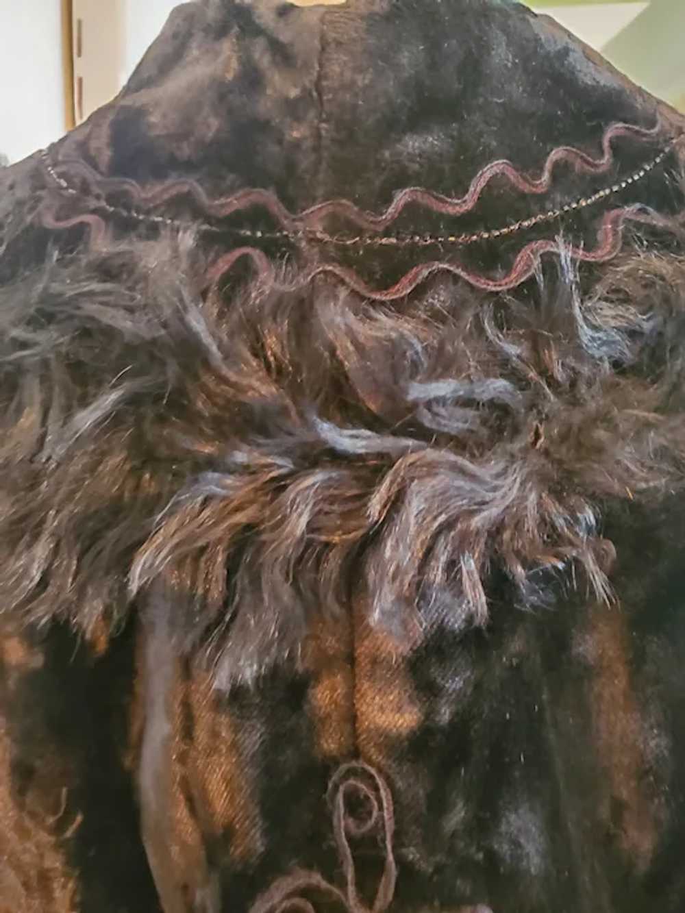 Antique Victorian/Edwardian Black Beaded Velvet F… - image 7