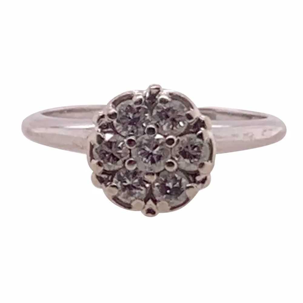 14K White Gold and Diamond Victorian Style Cluste… - image 3