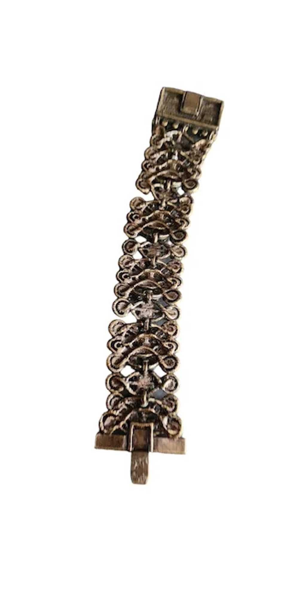 Vintage MX Signed Enamel Rhinestone Cherub Bracel… - image 3
