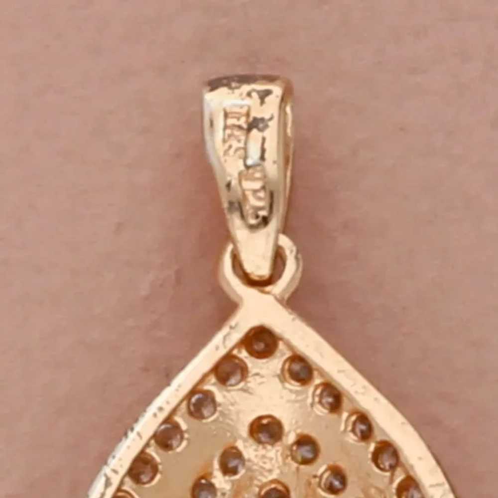 Sterling Silver Rose Gold Plate Pave Cz Tear Drop… - image 3