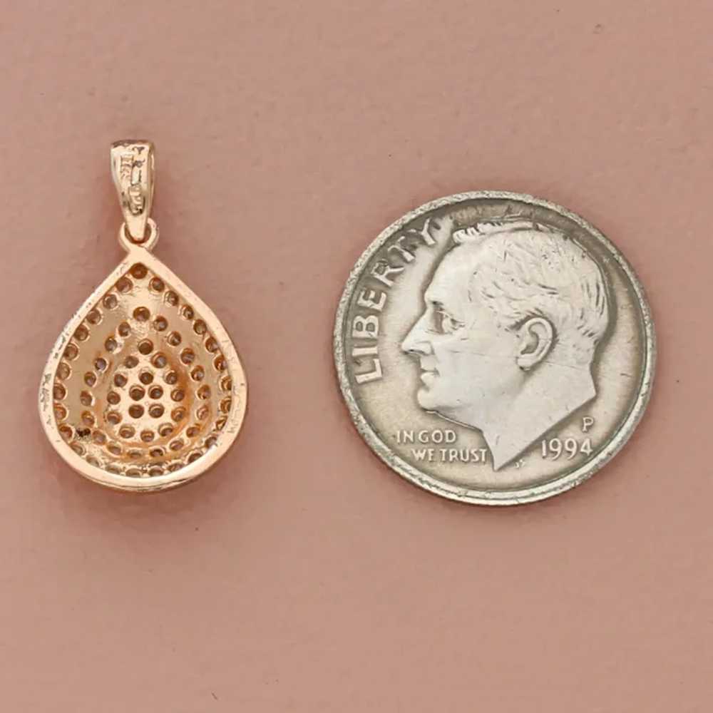 Sterling Silver Rose Gold Plate Pave Cz Tear Drop… - image 4
