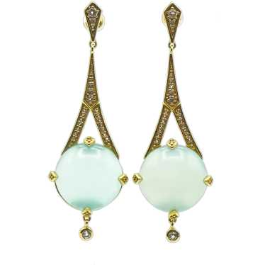 14K Gold Vermeil Aqua Chalcedony Drop Earrings - image 1