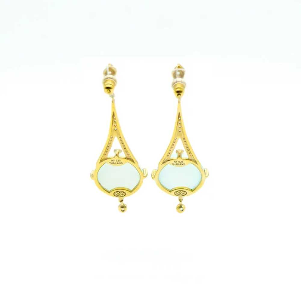 14K Gold Vermeil Aqua Chalcedony Drop Earrings - image 4