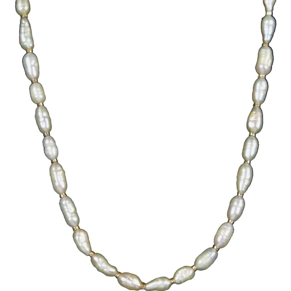Vintage 14K Gold Pearl Necklace - image 1