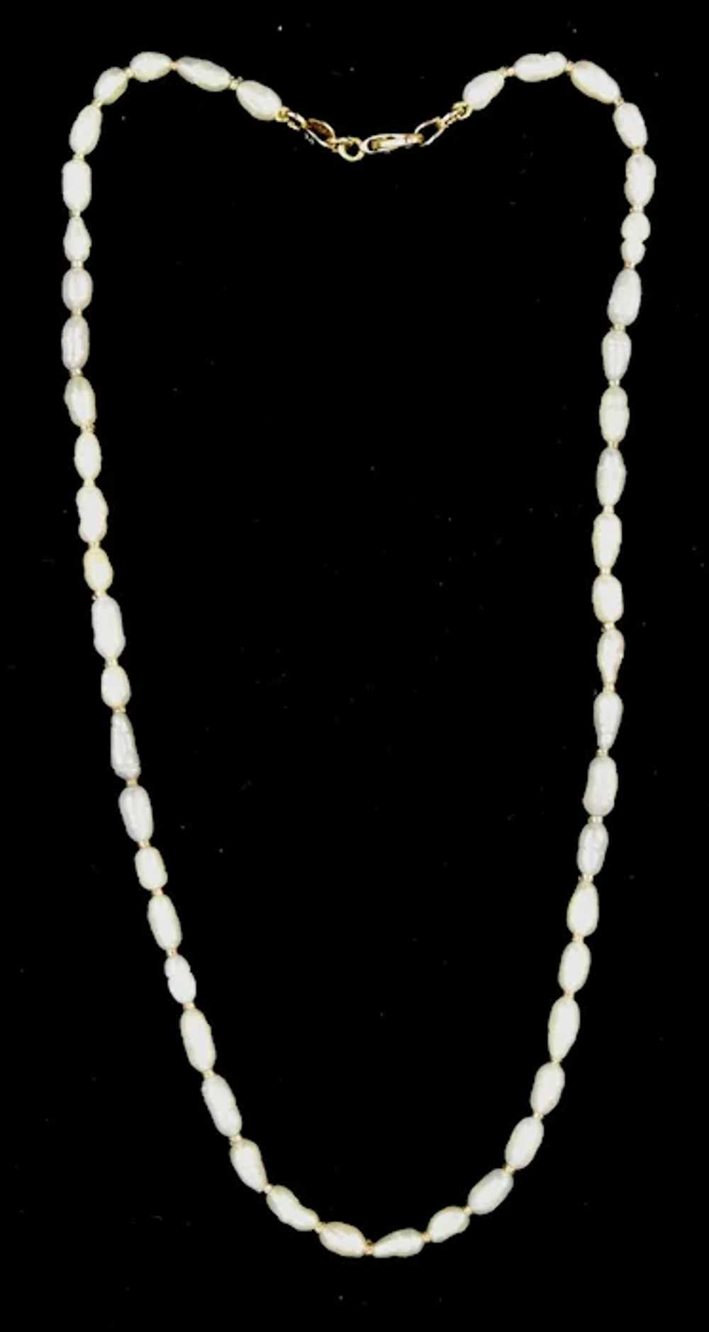 Vintage 14K Gold Pearl Necklace - image 2