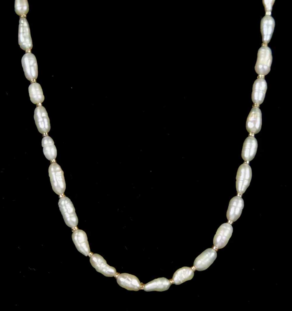 Vintage 14K Gold Pearl Necklace - image 3