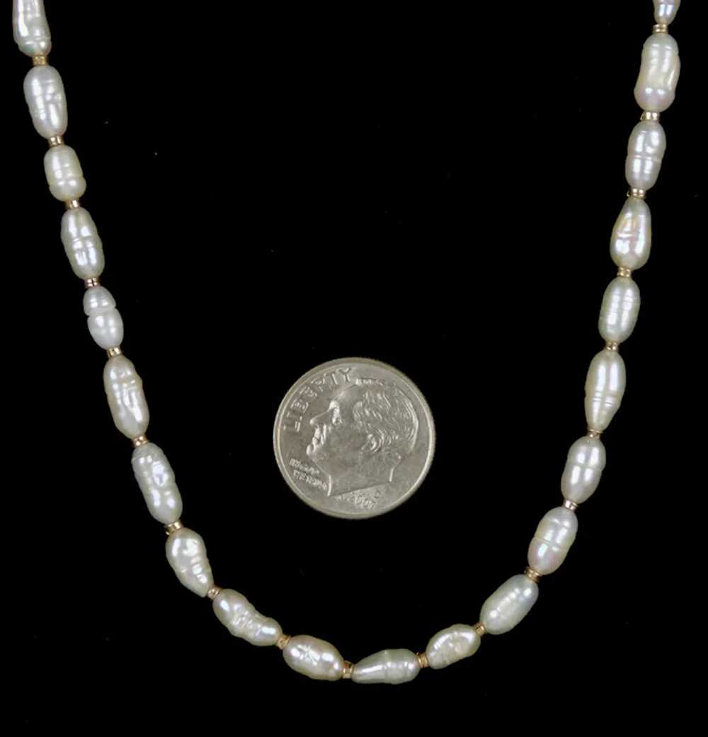 Vintage 14K Gold Pearl Necklace - image 4
