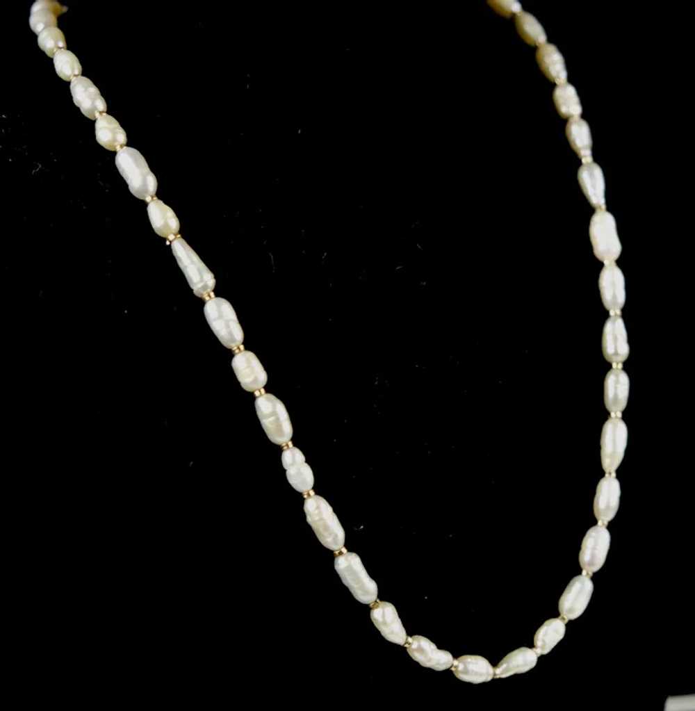 Vintage 14K Gold Pearl Necklace - image 6