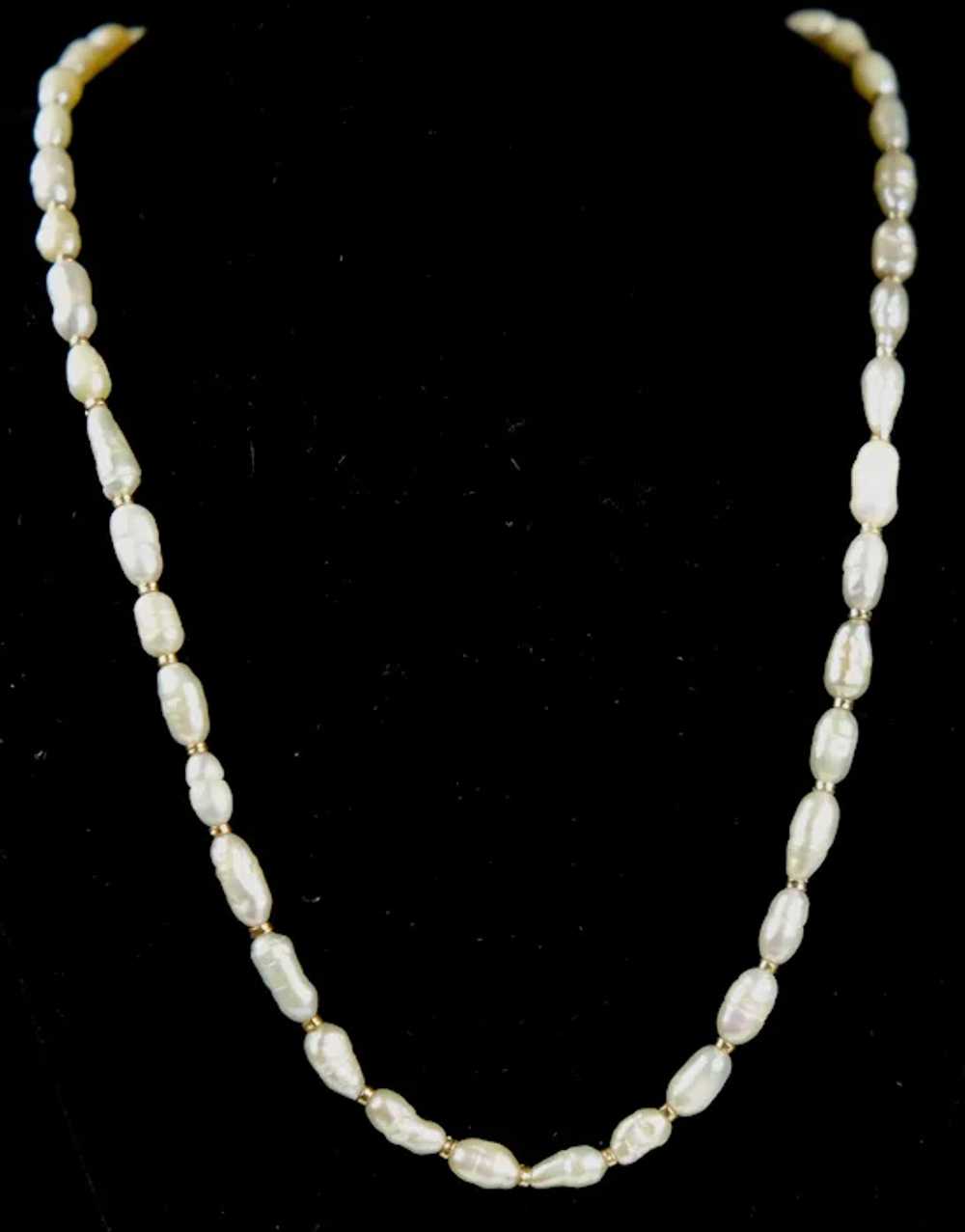 Vintage 14K Gold Pearl Necklace - image 7