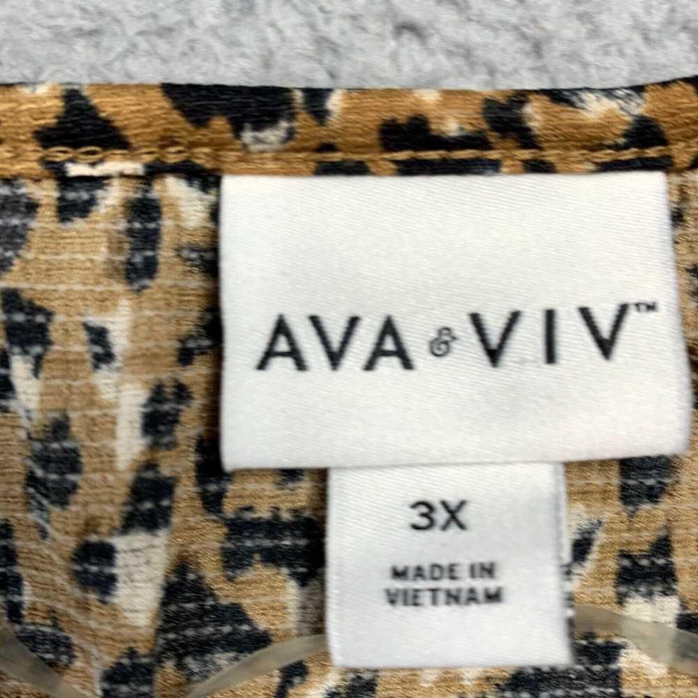 Vintage Ava And Viv Blouse Womens 3X Top Cheetah … - image 3