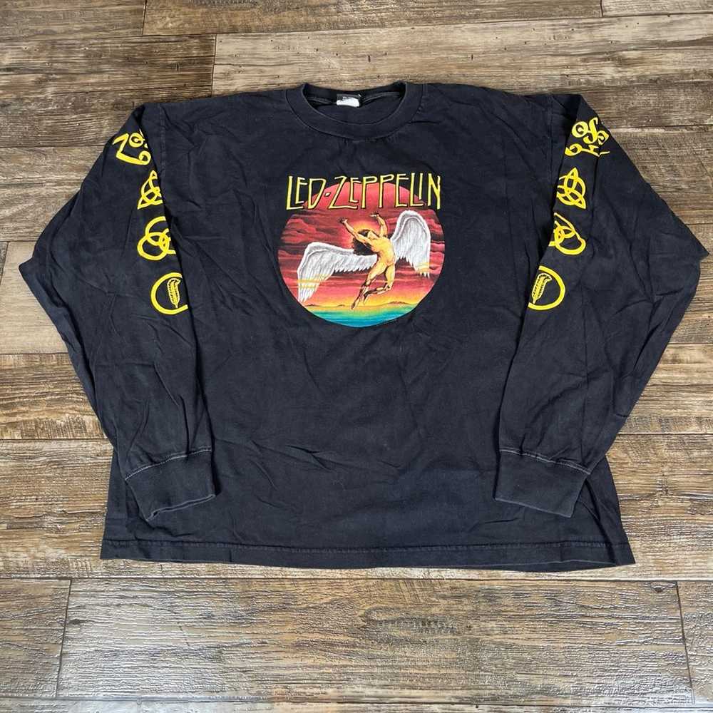 Vintage Led Zeppelin Shirt Mens XL Zoso Black Lon… - image 1