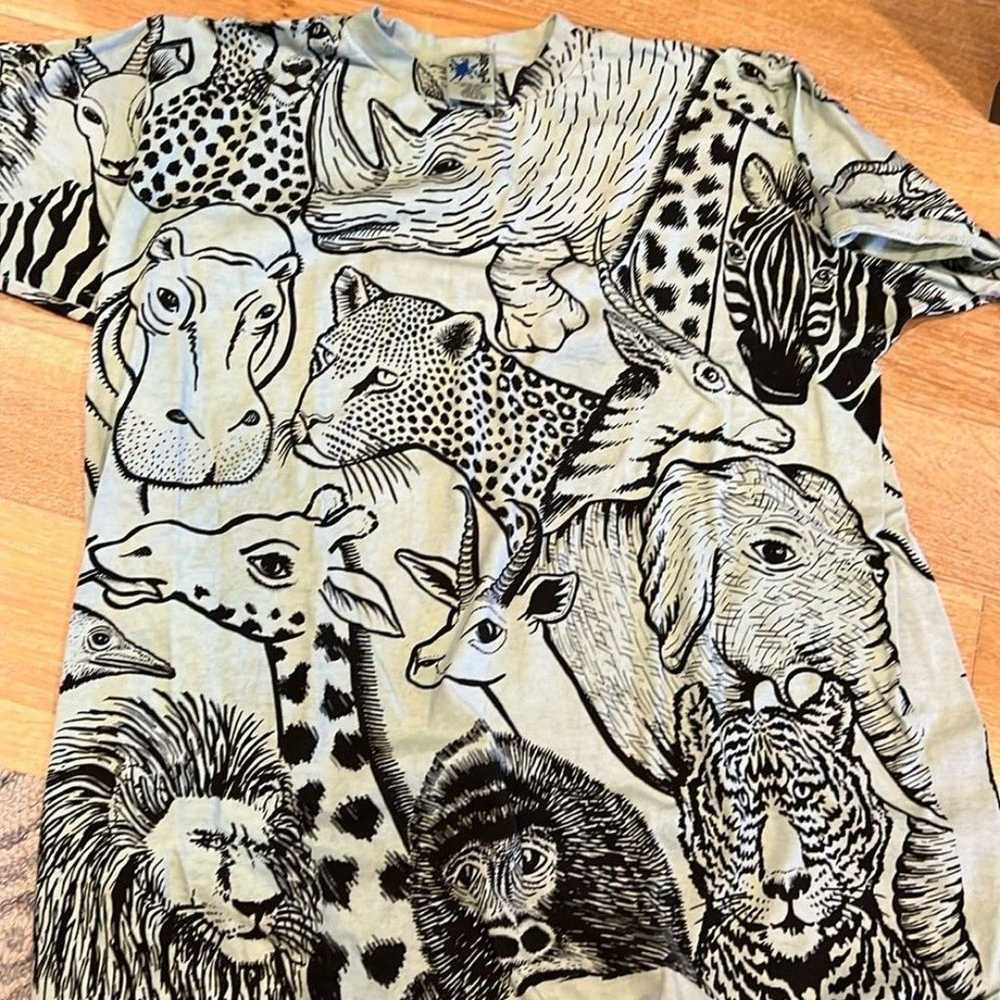 Vintage All Over Print Animals One Size T-shirt J… - image 1