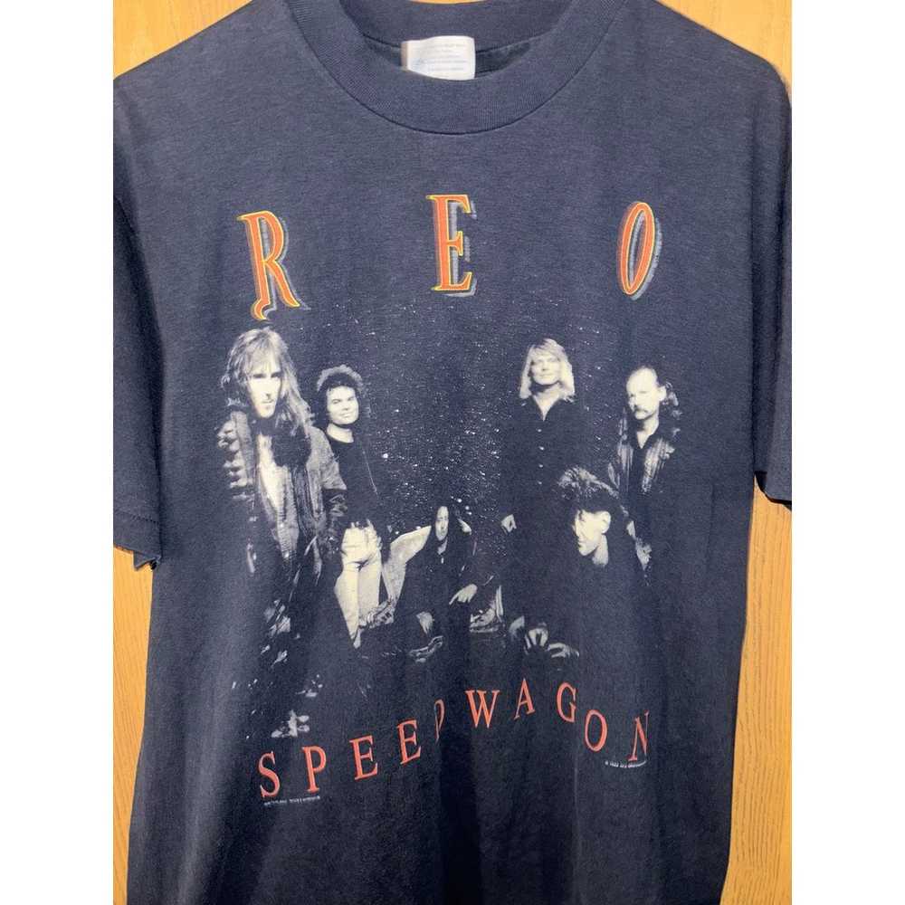 Vintage 1990 REO Speedwagon tour band t-shirt Han… - image 2