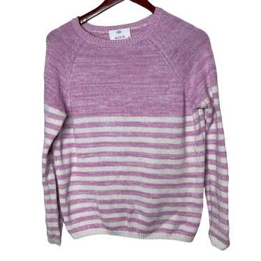 Allude Allude 100% cotton pink white striped crewn