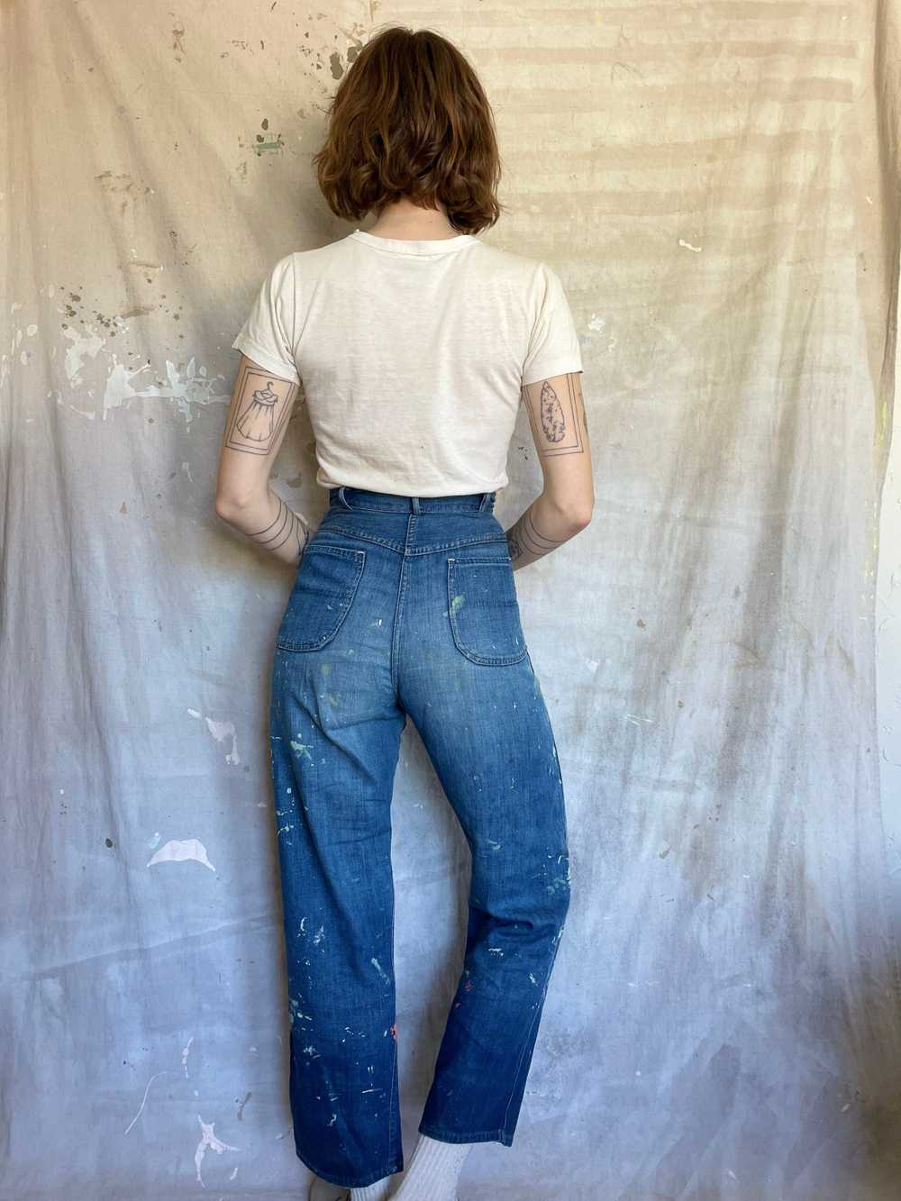 50s Paint Splatter Side Zip Jeans - image 2