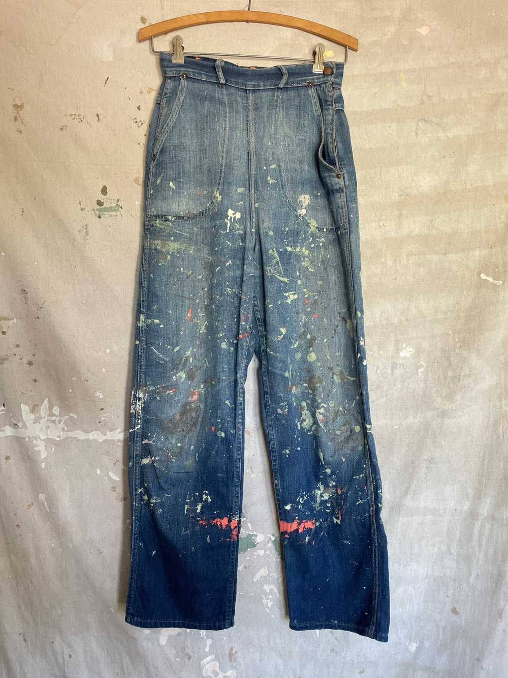 50s Paint Splatter Side Zip Jeans - image 3