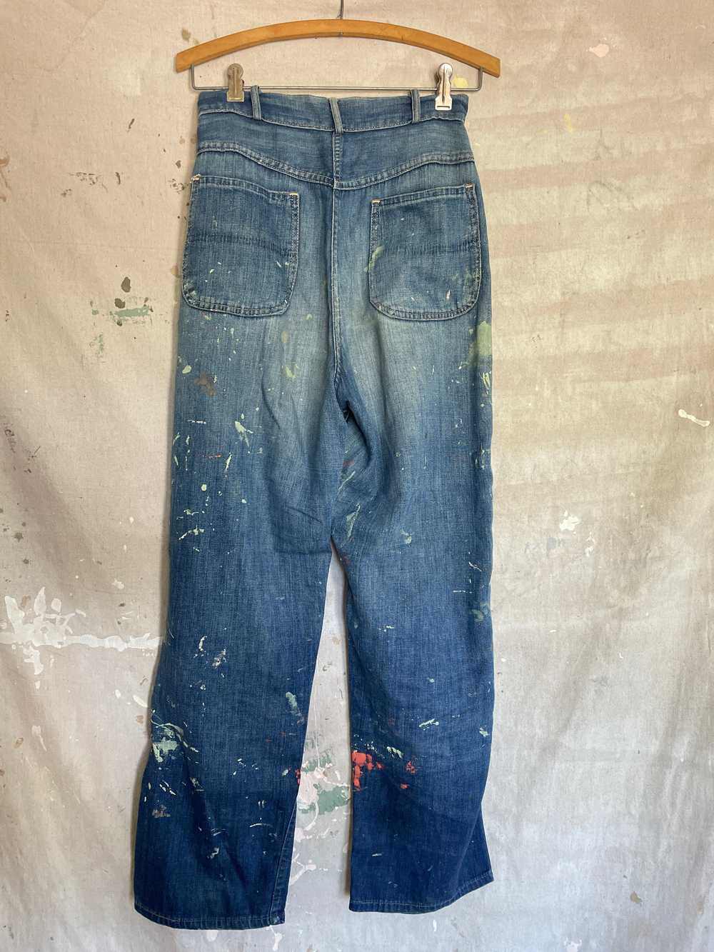 50s Paint Splatter Side Zip Jeans - image 4