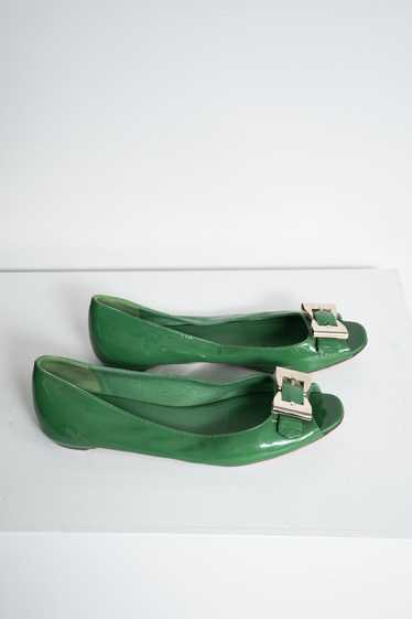 Emerald Open Toe Ballet Flats