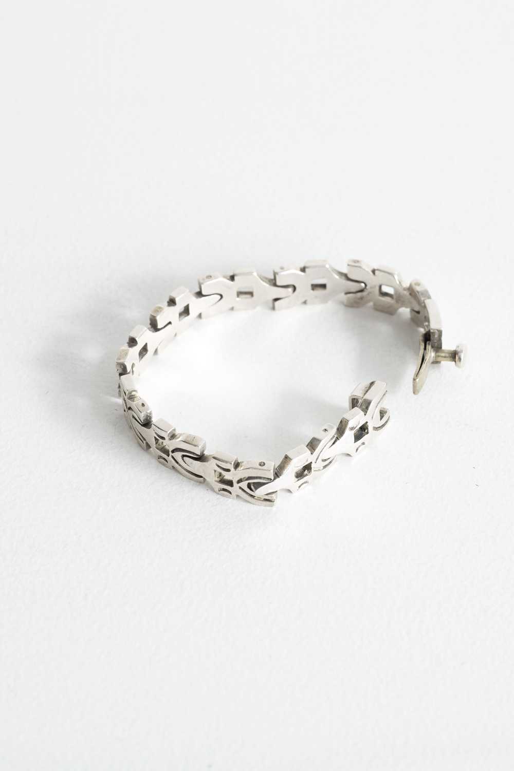 Sterling Silver Incised Link Bracelet - image 2