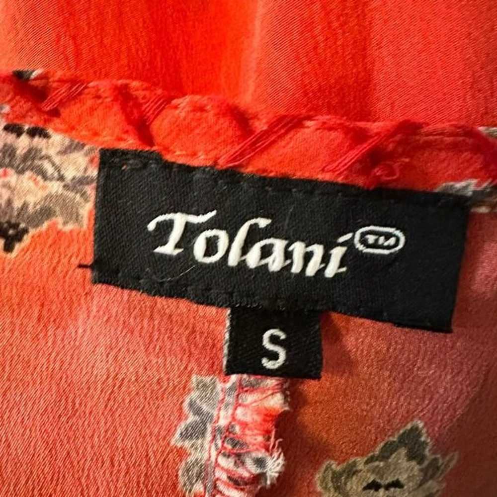 Tolani Red Floral Silk Blouse Size Small - image 10
