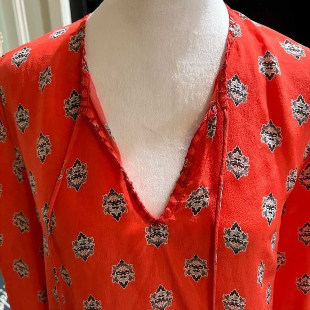 Tolani Red Floral Silk Blouse Size Small - image 2