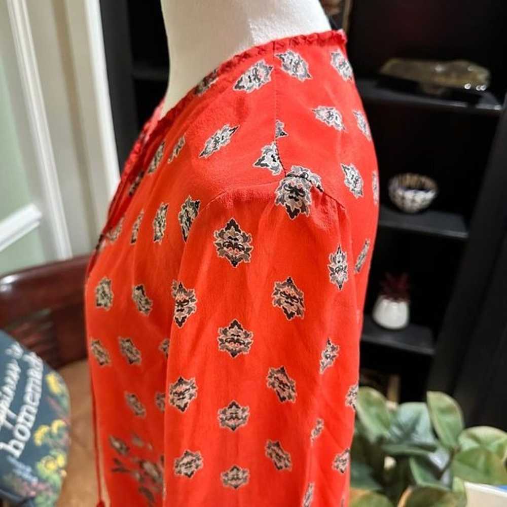 Tolani Red Floral Silk Blouse Size Small - image 5