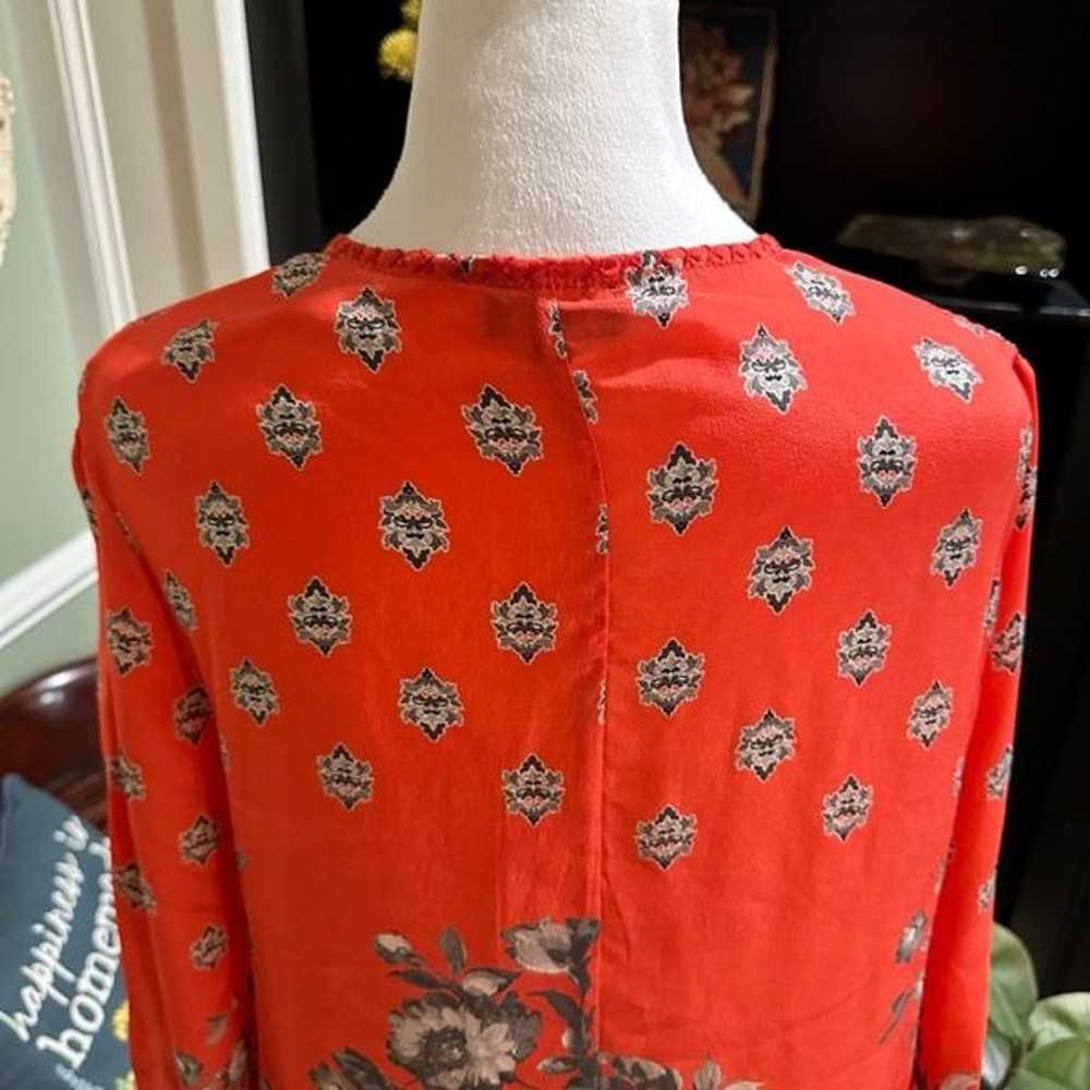 Tolani Red Floral Silk Blouse Size Small - image 7