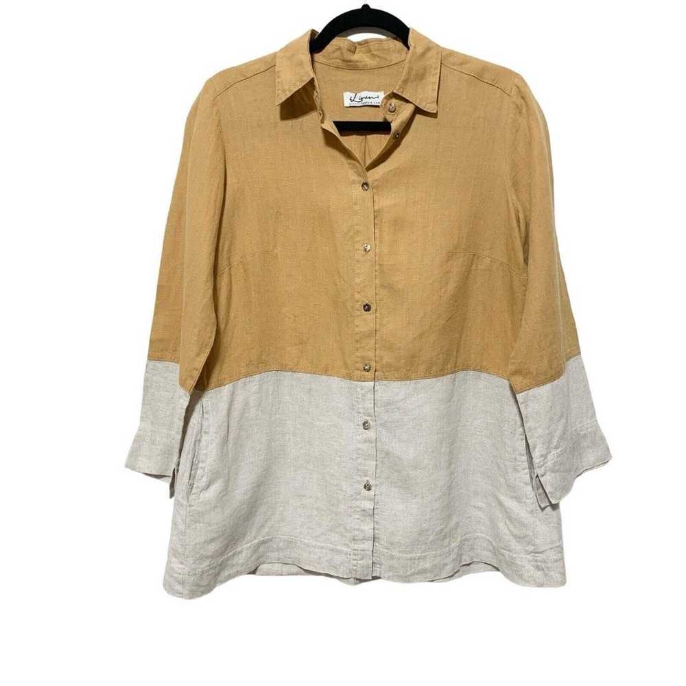 I Linen Lifestyle Classic Button Down Two Tone Ca… - image 2